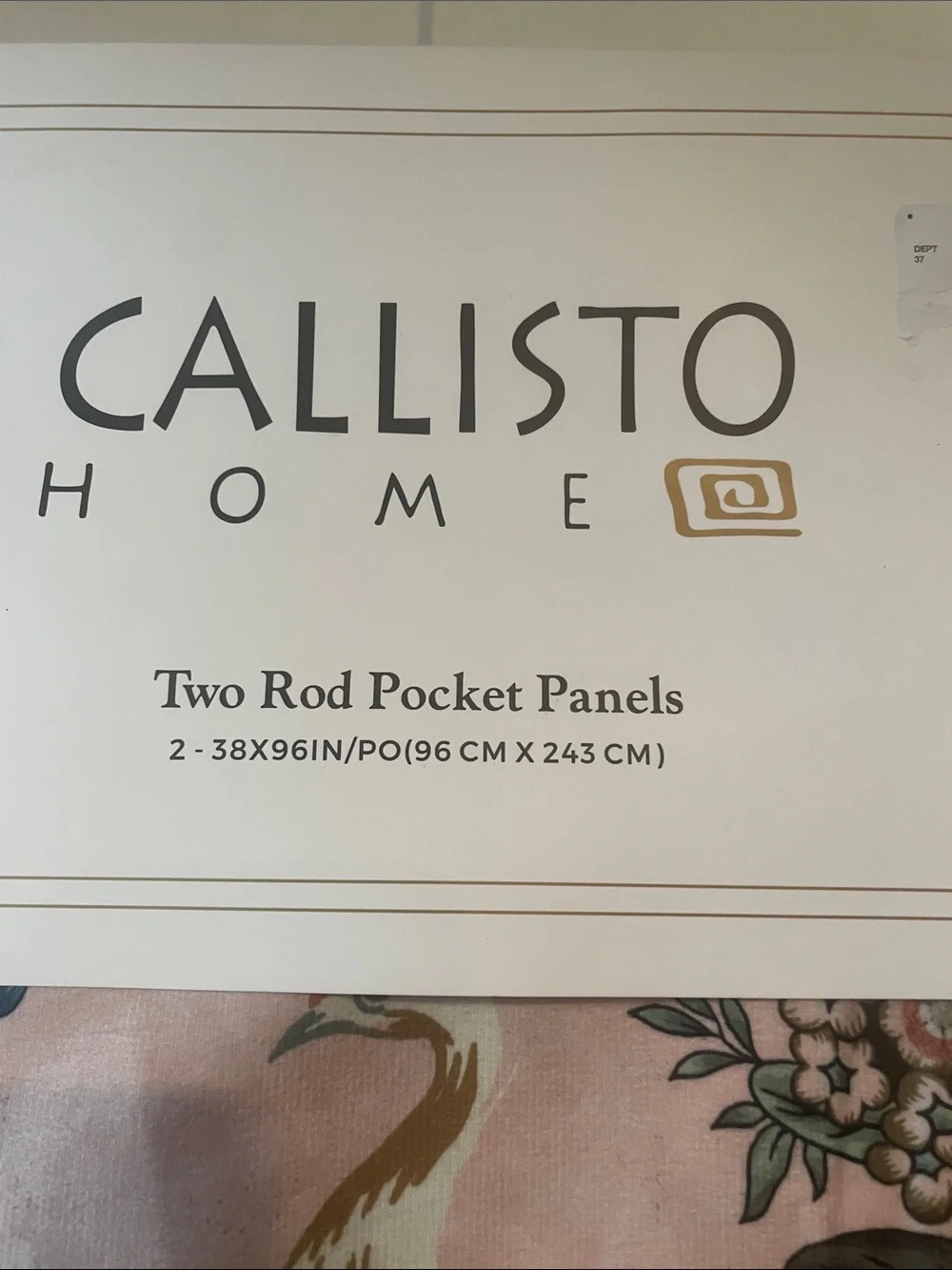 1-NWT CALLISTO HOME PEACOCK PRINT CURTAINS SET OF 2 PANELS SIZE 38”x 96”